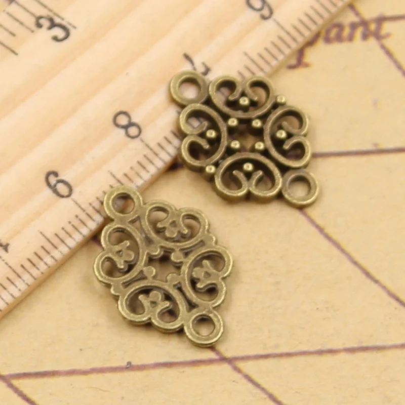 

30pcs Charms Flower Link Connector 20x13mm Antique Bronze Silver Color Pendants Making DIY Handmade Tibetan Finding Jewelry