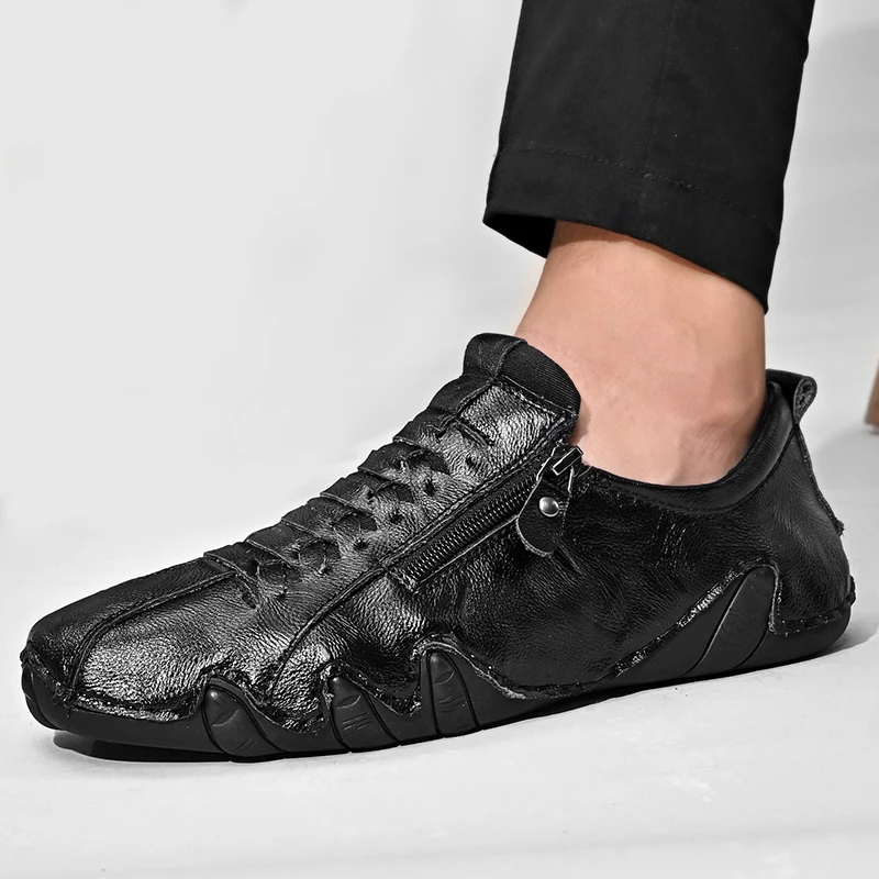 

men leather shoes fashionable comfortable genuine leather casual shoes men driving shoes handmade sewing flats shoes men