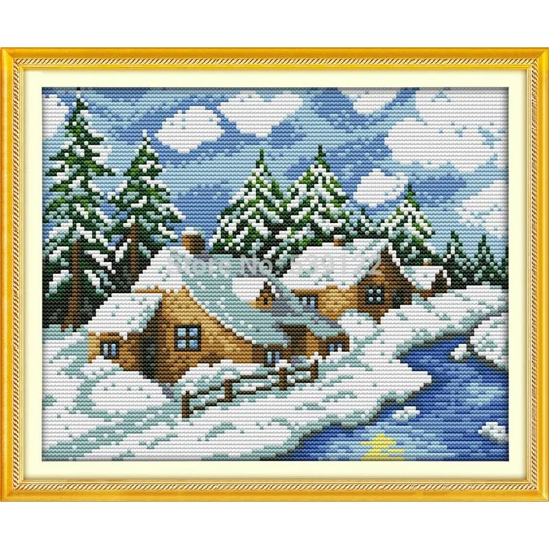 Зимний Сказочный Дом (2)! Набор для вышивки крестиком 11CT 14CT DMC DIY|counted cross stitch|cross stitch