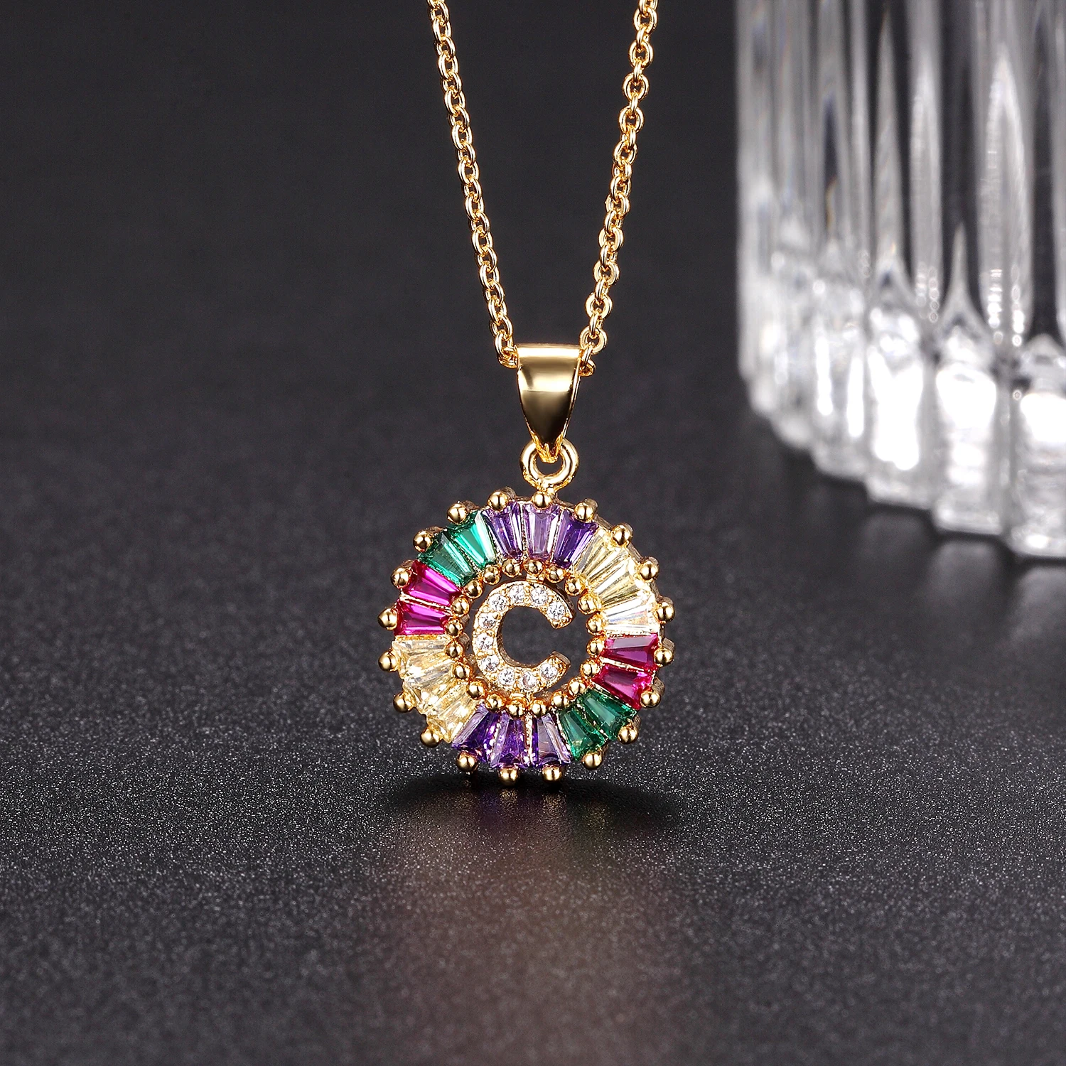 Новое Золотое разноцветное ожерелье с фианитами буквенным принтом ювелирные