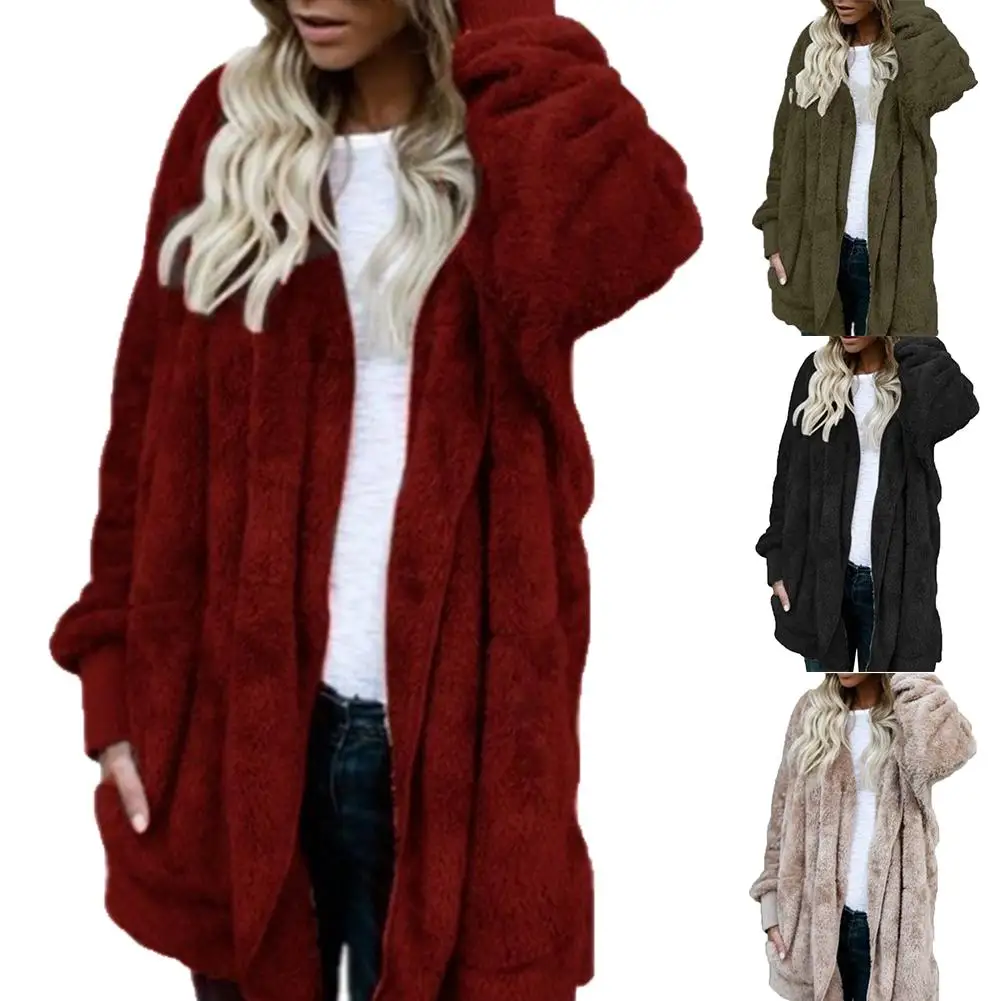 

Winter Warm Women Fashion Coat Cardigan Fluffy Long Faux Fur Coat European Style outerwear Coat Hairry Cardigan Furry Outwear