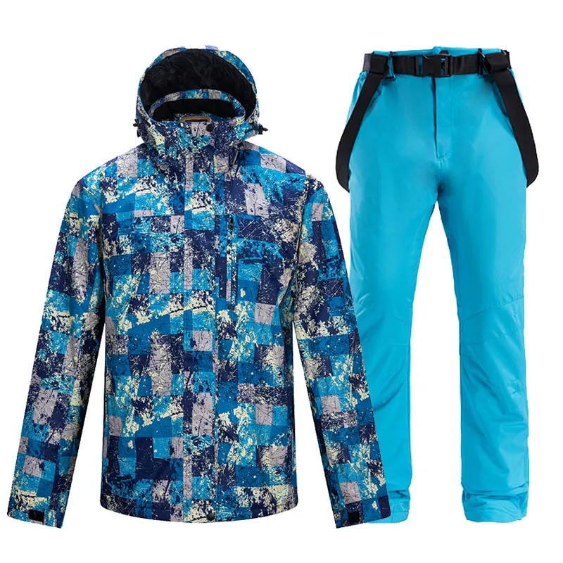 Новый Толстый Лыжный костюм для мужчин теплая флисовая куртка и штаны комплект