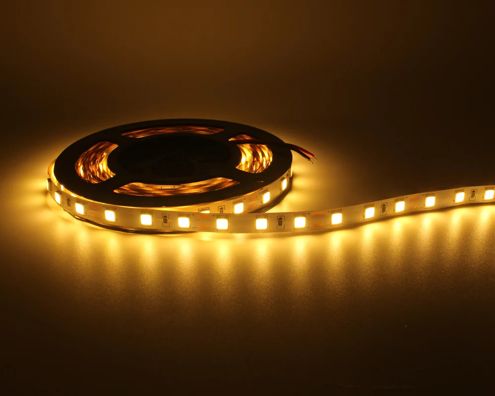 Warm White 12V светодиодный лента SMD 5054 60 Светодиодный s/М, 5 м Светодиодные ленты света, работающего на постоянном токе 12 В в Водонепроницаемый Гибкая полоса лента теплого белого декоративная подсветка для дома - Испускаемый цвет: Warm White
