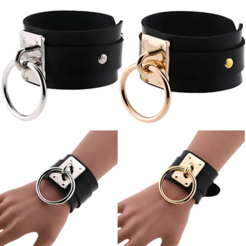 Красочный кожаный браслет наручная повязка наручник готический панк браслеты