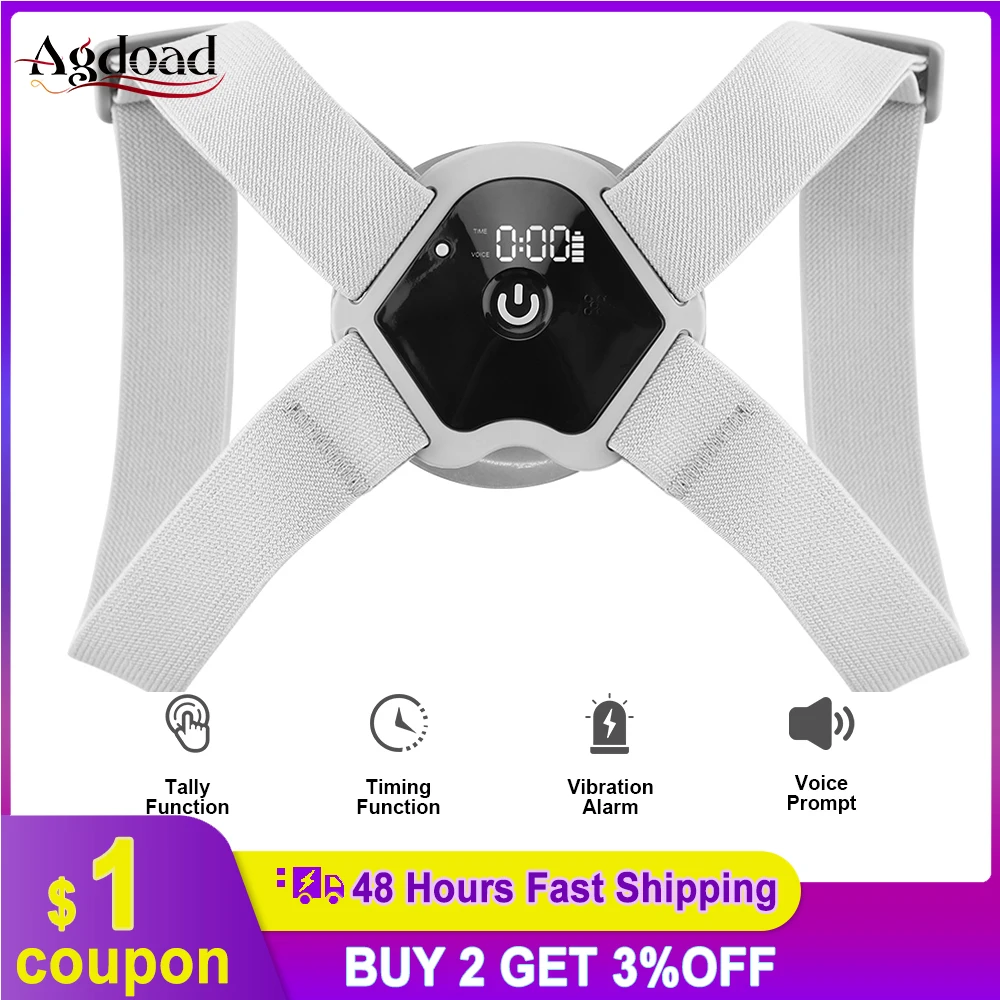 

Intelligent Voice Induction Posture Corrector Adjustable Body Posture Trainer Smart Upper Back Shoulder Clavicle Support Belt
