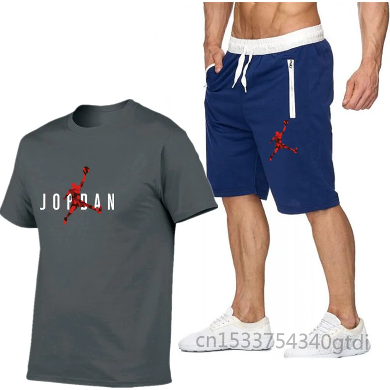 

2021 popular new cotton men's T-shirt + Sports Shorts Set jordan-23 summer high quality cotton T-shirt sports running set