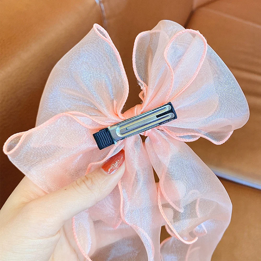 

Fashion Lace Bow Hair Clips Cute Ribbon Hairpin Jewelry Shark Clip Ponytail Hairdressing Barrettes Shimmering Hair Accessories