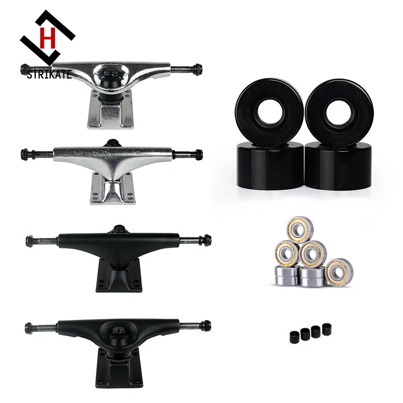 1 пара 5 дюймов скейтборд колеса тележки никели мост с 56X34mm колеса ABEC-11 Серебряный подшипник