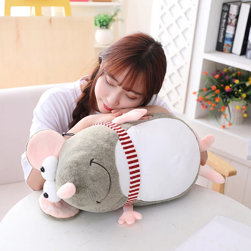 

Big Eye Gray Smile Mouse with Scarf 3D Cotton Plush Doll