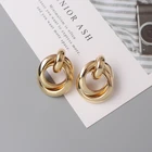 Геометрические металлические серьги-подвески в стиле рок для женщин ZA простые двойные круги крест спиральный узел серьги с гладкой поверхностью Панк ювелирные изделия для вечерние Ринок подарки