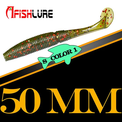 

Afishlure Swimbaits Soft Plastics Crappie Bass Lure Worm Fishing Soft Lure Set 15pcs/bag 50mm/1g Texas Rig Maggot Wobblers