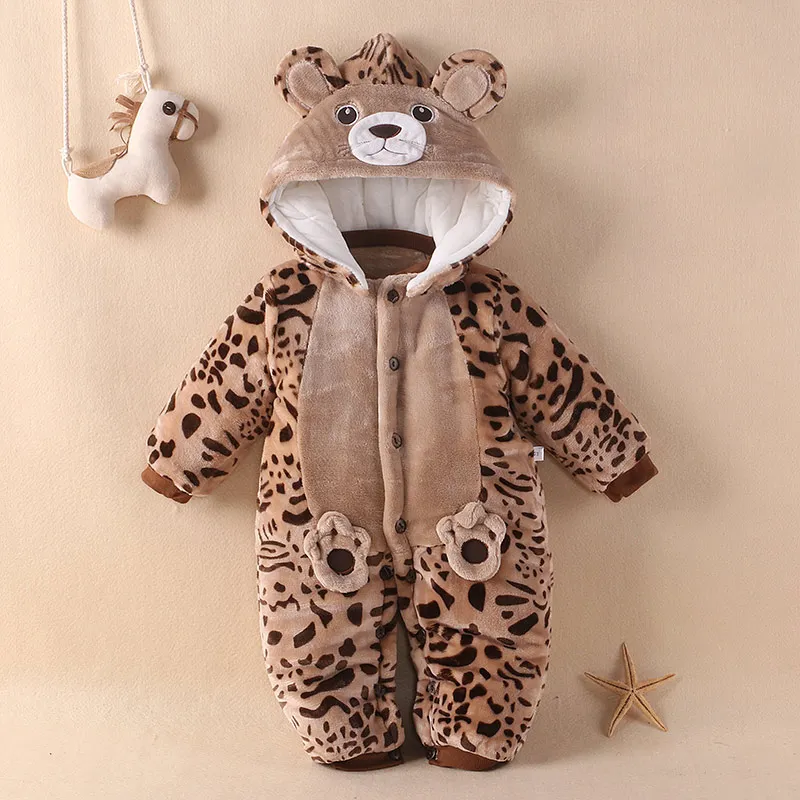 Baby Warm Rompers Infant Winter Flannel Cotton Padded Cartoon Panda Animal Jumpsuit Clothes Girls Sleepwear Bebe Pajamas |