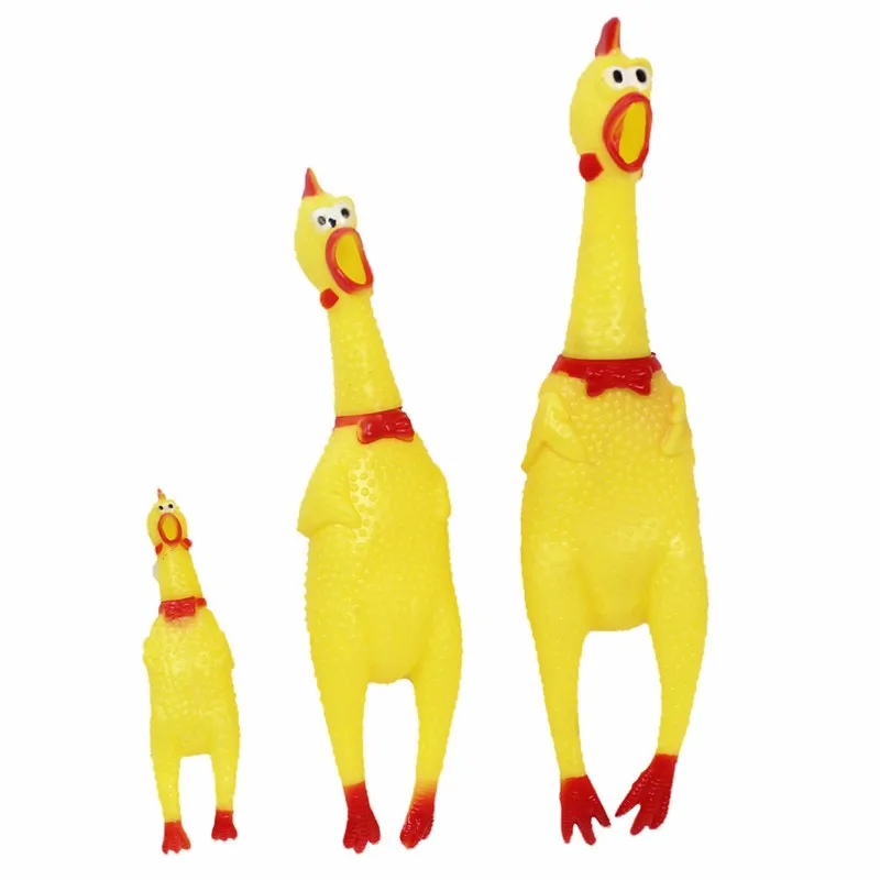 

Funny Dog Gadgets Novelty Yellow Rubber Chicken Pet Dog Toy Novelty Squawking Screaming Shrilling Chicken for Cat Pet Supplies
