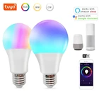 RGB-лампа с Wi-Fi управлением Tuya, регулируемая, 15 Вт, ИК-управление, изменение цвета, E27, светодиодная лампа, совместимая с Google Smart Life