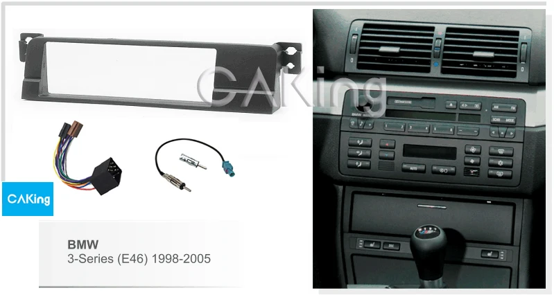 Одна Din фасция радио Панель жгут антенна для BMW 3-series (E46) 1998-2005 аудио рамка набор