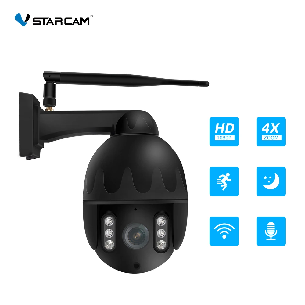 Камера видеонаблюдения Vstarcam 1080P 4-кратный зум IP Wi-Fi IP66 водонепроницаемая