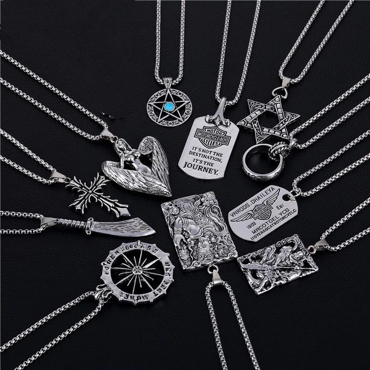 

2021 Fashion Multilayer Hip Hop Long Chain Necklace For Women Men Jewelry Gifts Key Cross Pendant Necklace Accessories
