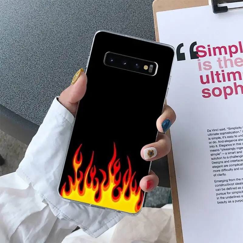 

YNDFCNB Flame pattern Phone Case for Samsung S10 S10e S8 S9 Plus S7 Edge Note10 9 8 Soft Transparent TPU cove