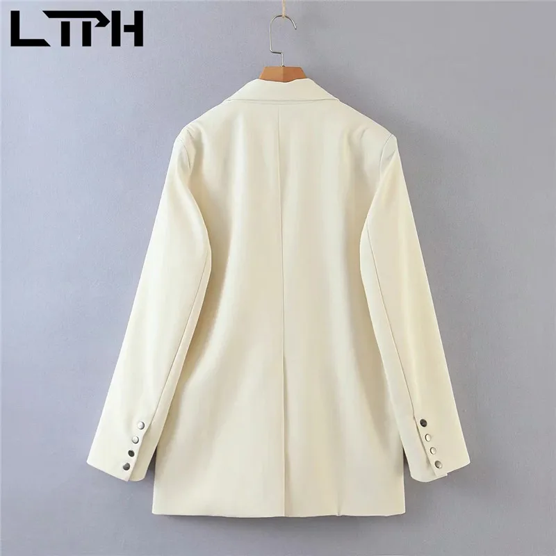 LTPH-Chaqueta holgada de manga larga para mujer, chaqueta con diseño de hebilla de metal, Estilo vintage, informal, combina con todo, primavera 2021