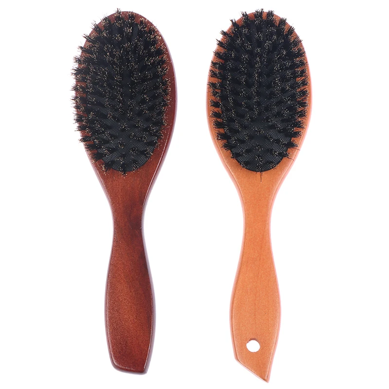 

New Arrival Hair Brush Wood Handle Boar Bristle Beard Comb Styling Detangling Straighten Brown Lotus Boar Bristles Massage Comb