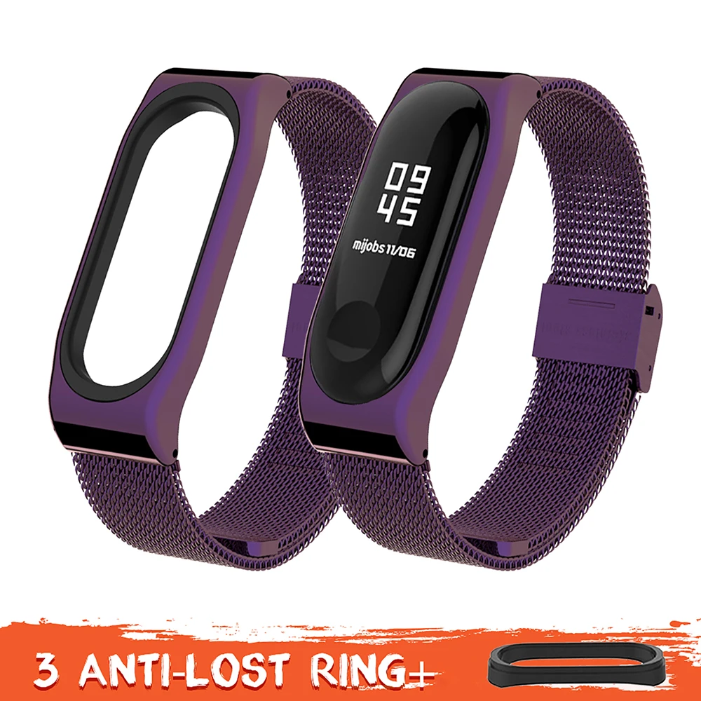 Ремешок Mijobs для Xiaomi Mi Band 4 3 кожаные ремешки корпус из нержавеющей стали сменный