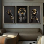 Настенная картина черные руки с серебряными украшениями, постеры и принты на холсте, настенное искусство для гостиной, домашний декор (без рамки)