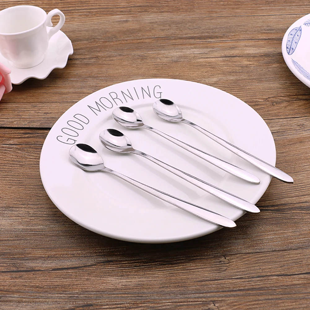 2Pcs Long Handled Stainless Steel Coffee Spoon Ice Cream Dessert Tea For Picnic Tableware Kitchen Accessories | Дом и сад