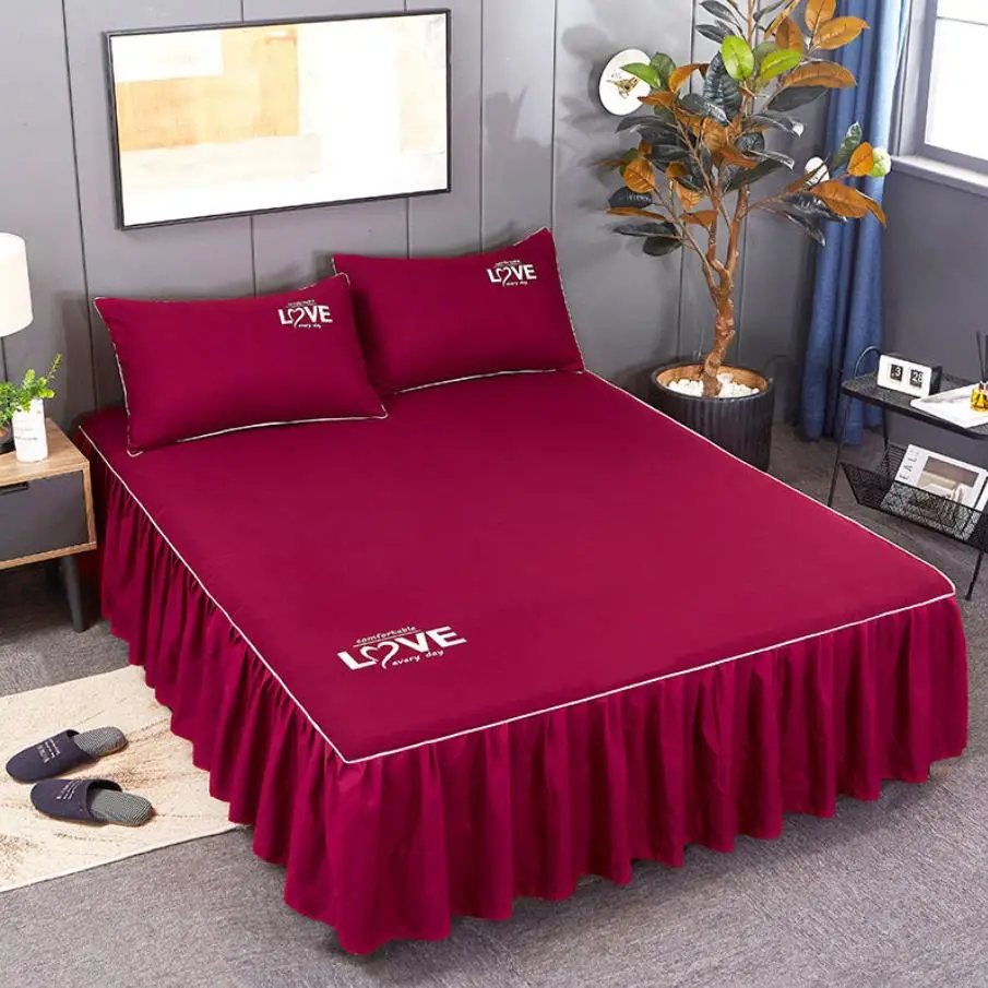 Нескользящая кровать юбка высокое качество материал матрас защитный чехол 1