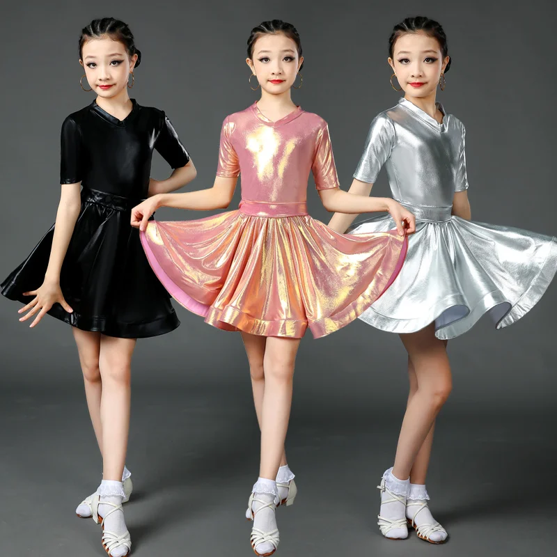 Профессиональное платье для латиноамериканских танцев девочек атласное детское