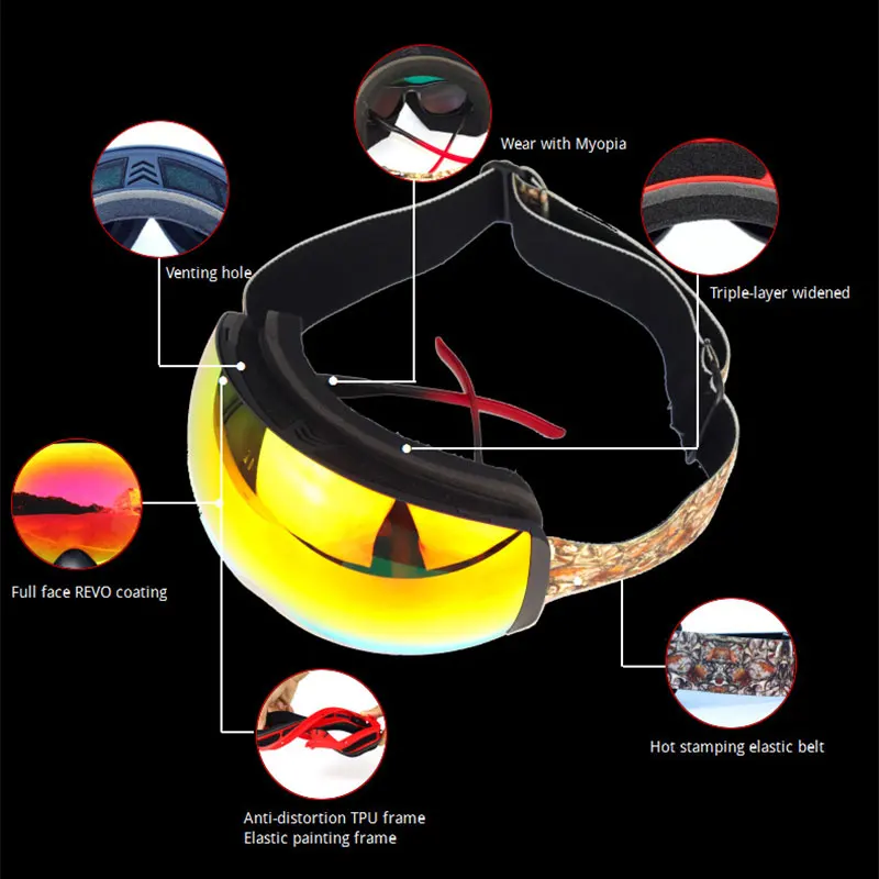 Новинка двухслойные поляризованные линзы лыжные очки Анти-Туман UV400