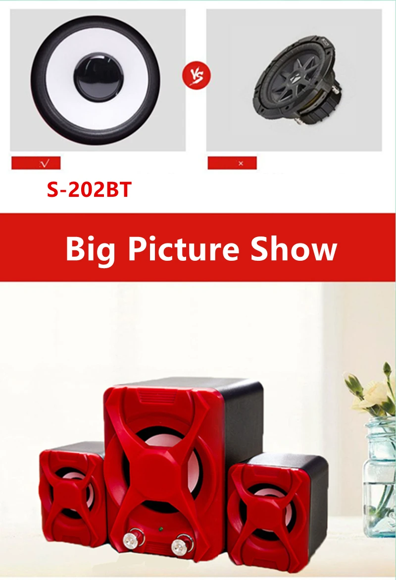

Mobile Phone Bluetooth Portable Combination Speaker 3D Stereo Subwoofer PC Speaker Subwoofer Music DJ Notebook TV USB Speaker