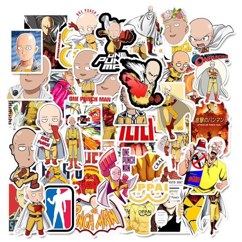Pegatinas de grafiti de la serie ONE PUNCH MAN para port&aacute;til, Maleta, motocicleta, refrigerador, accesorios de coche, pegatina de estilo de juguete, 49 Uds. Por lote-0