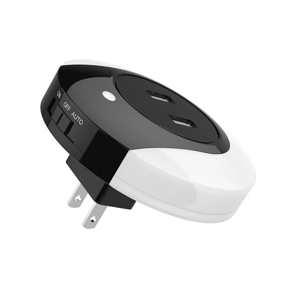 Двойной usb зарядный порт светодиодный ночной Светильник прикроватный