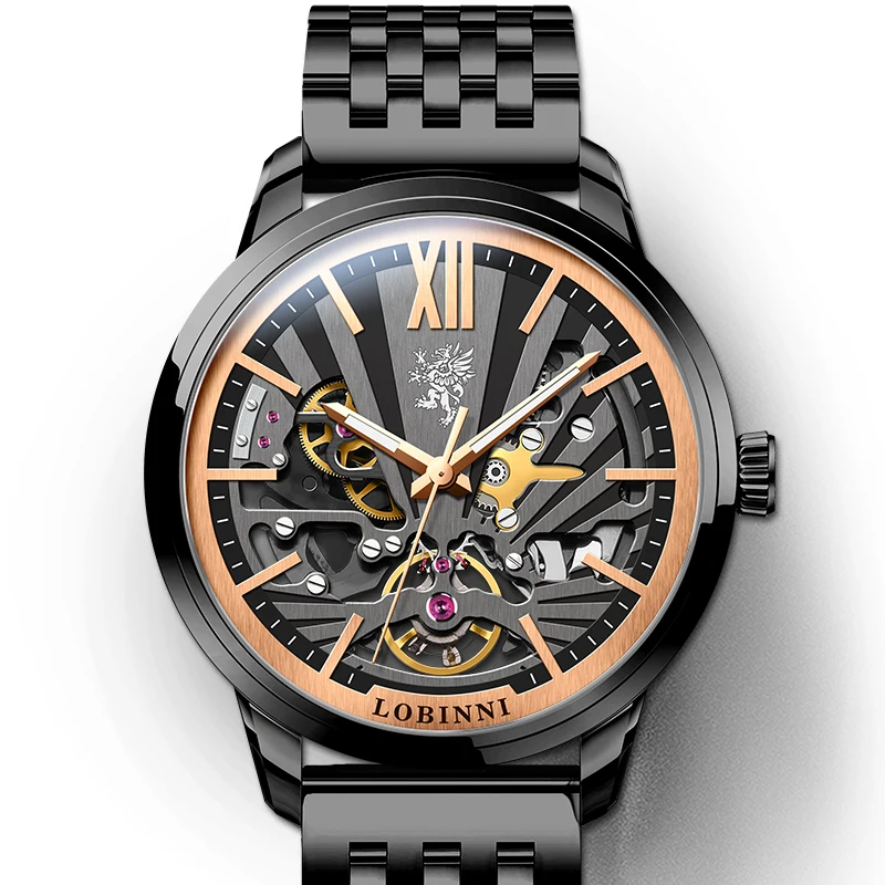 LOBINNI автоматические часы для мужчин роскошные мужские наручные 50 м