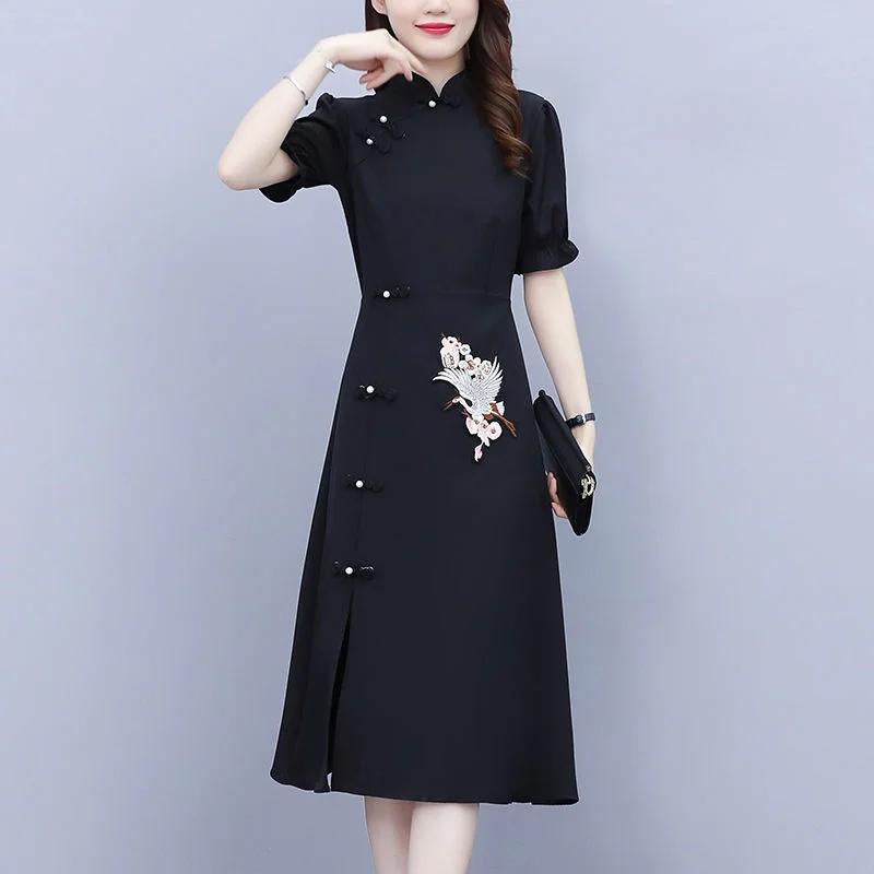 

Black Chinese Dress Qipao Long Hanfu Women Cheongsams Traditional Harajuku Vintage Robe Orientale Eleganti Vestido Chino Mujer