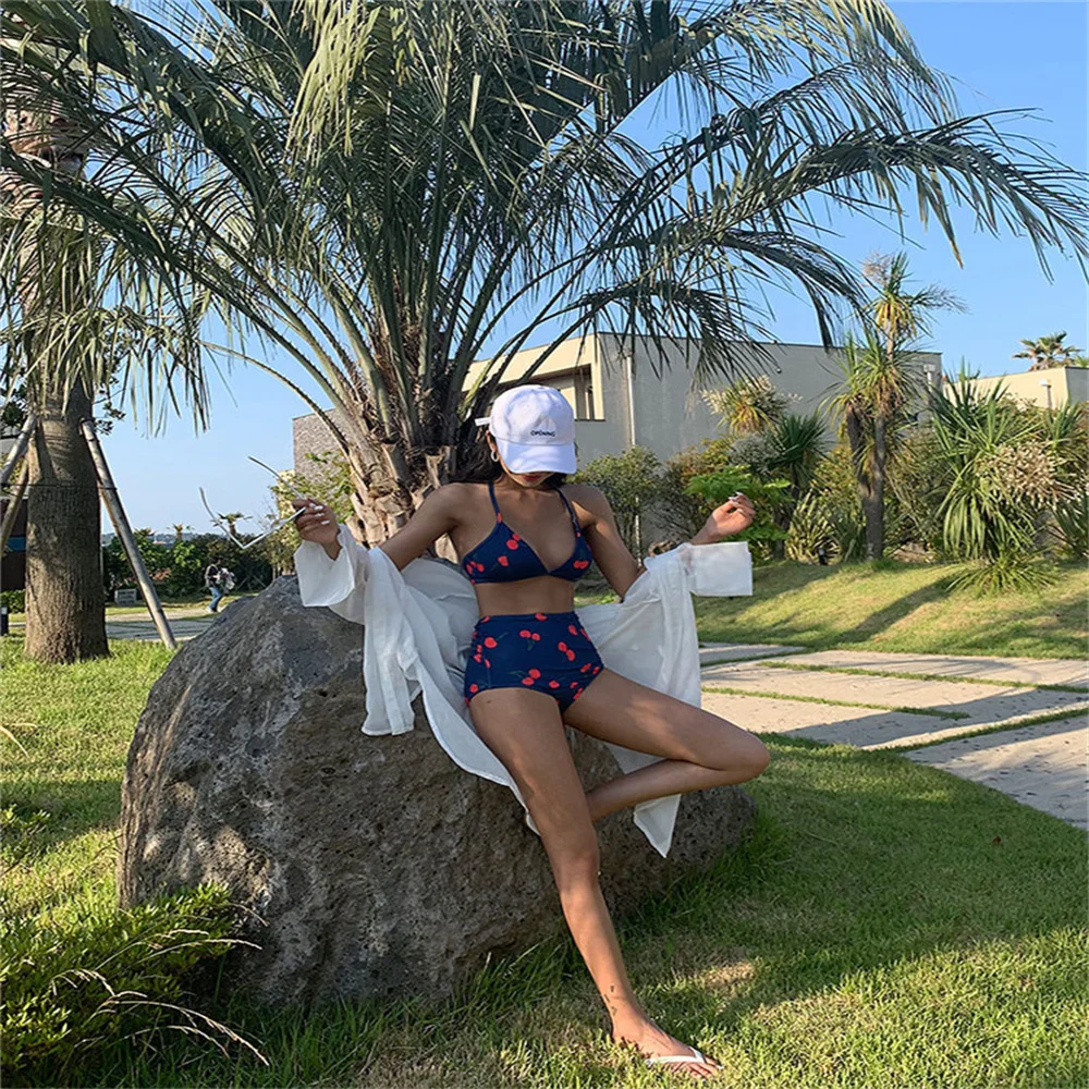 

2021 Hot Style Retro High-Waisted Print Sexy Belly Cover Skinny Bikini