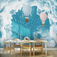 custom any size mural wallpaper modern blue sky white clouds seagull balloon childrens room background wall papel de parede 3d
