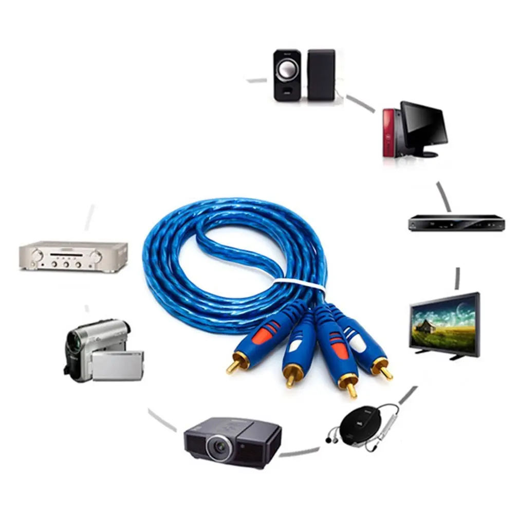 Звуковой кабель 2RCA 1 5/3/5 м устойчивый к окислению дизайнерский КАБЕЛЬ папа-папа