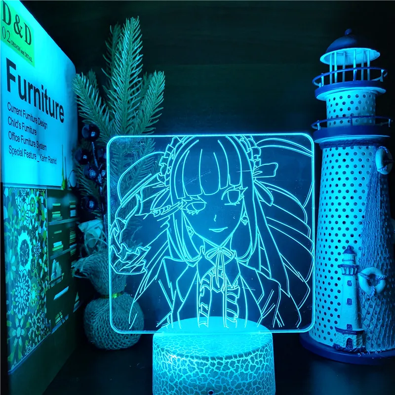 Danganronpa Celestia Ludenberg 3D Anime Night Light Led Touch Sensor Colorful Table Lamp Bedroom Decor RGB Lampara Kids Gift