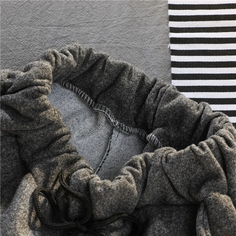 Woolen Casual Pants Women Winter Cozy Soft Drawstring Loose Straight Rolled-up Simple Daily Trousers Students All-match Harajuku | Женская