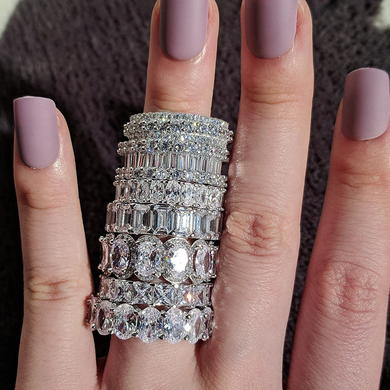 

Original design 925 sterling silver wedding band eternity Ring for Women engagement anniversary fashion jewelry R4577S