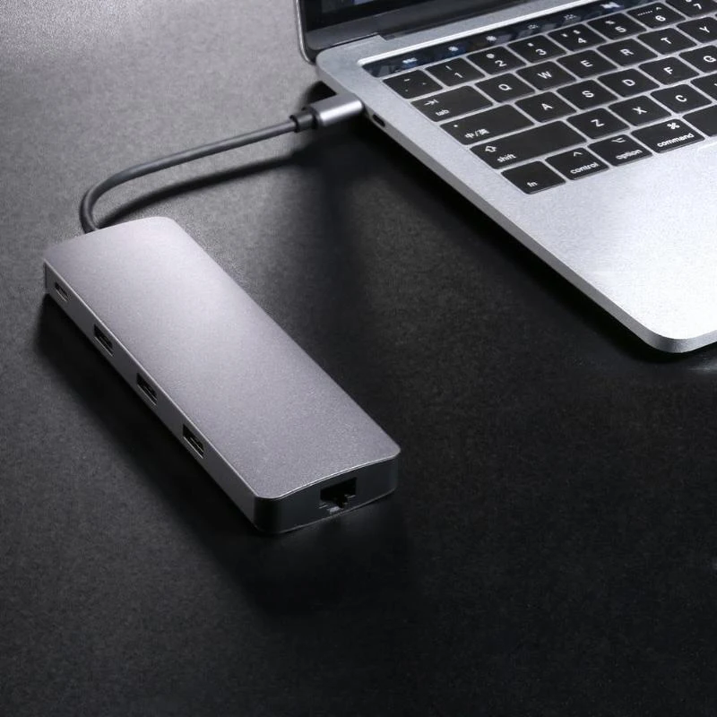 Type C Hub 9 In 1 Usb-C To 4K Hdmi Pd Vga 3Xusb3.0 Tf Card Rj45 Lan Adapter Converter Wire Cable | Компьютеры и офис