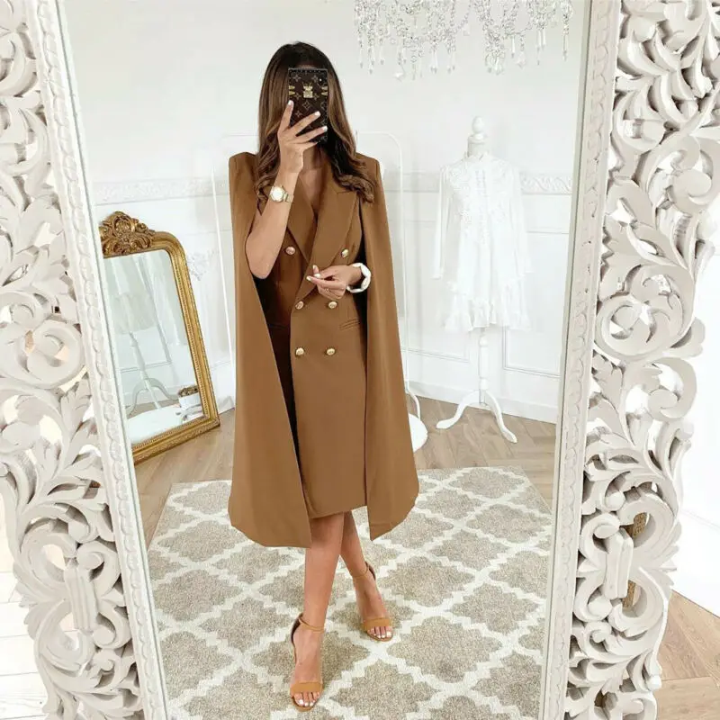 women solid brown Coat jacket designer office ladies blazer pockets work wear tops | Женская одежда