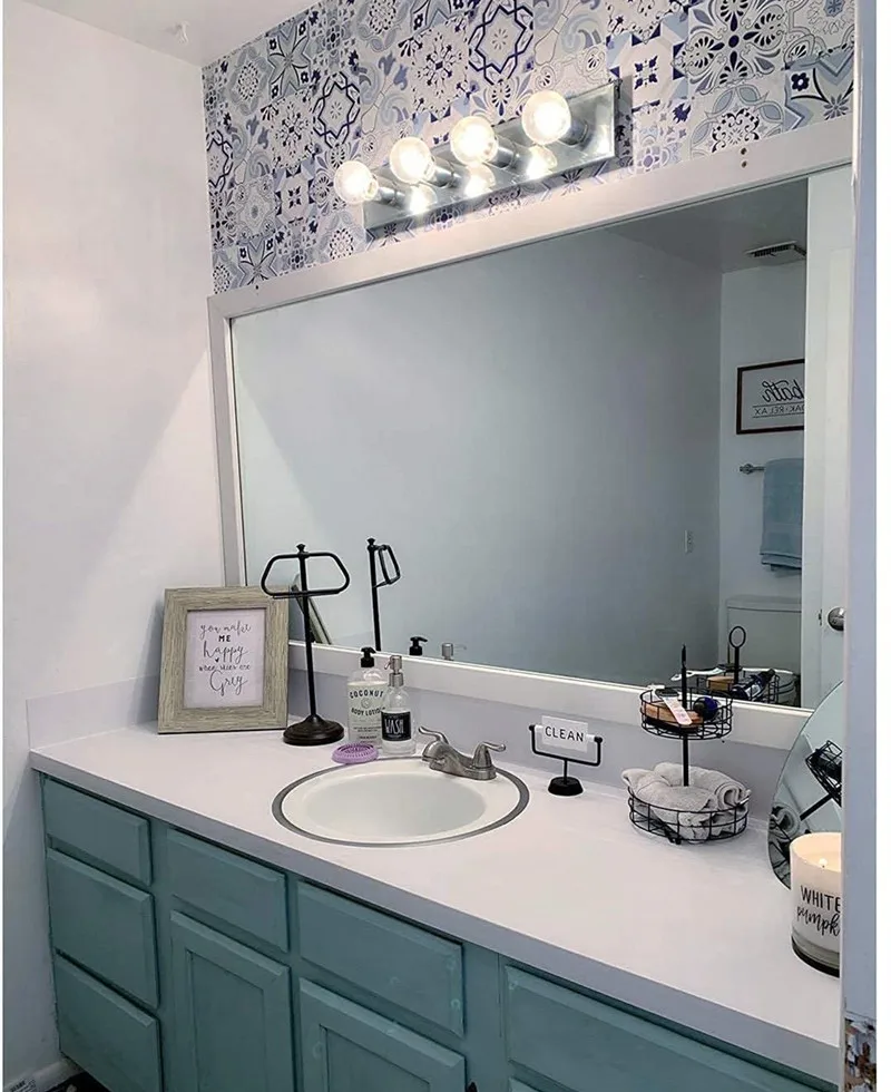 

pvc Wallpaper blue white contact paper flower tile peel and stick Paint paper waterproof membrane self adhesive Wall stickers dr