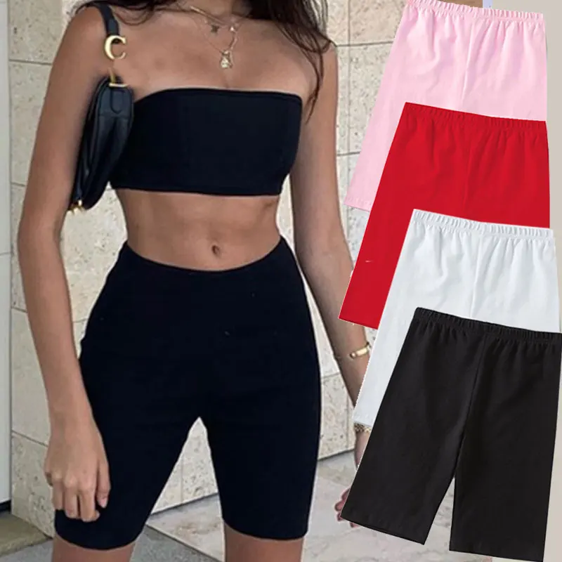

Summer Slim Knee-Length Bottoms Black Cycling Shorts Streetwear Shorts Women