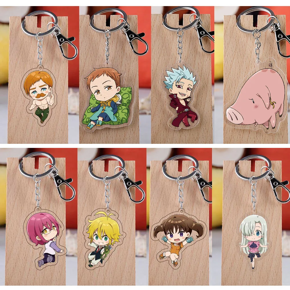 

Hot Anime The Seven Deadly Sins Meliodas Ban King Zeldris Hawk Cute Acrylic Figure keychain Keyring Collection Model Toy
