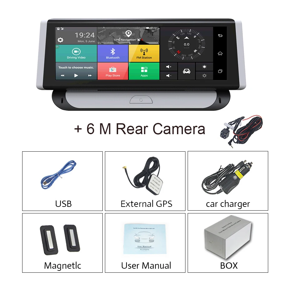 Автомобильный видеорегистратор Anfilite E31 Pro 4G GPS 8 &quot Android 5 1 Wi-Fi 1080 P мониторинг