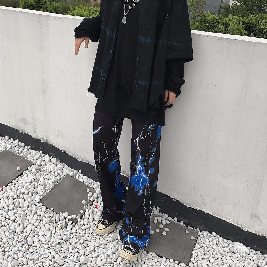 Neploe Harajuku высокие уличные черные ретро длинные брюки с принтом молнии свободные повседневные Прямые брюки женские мужские широкие брюки 54597