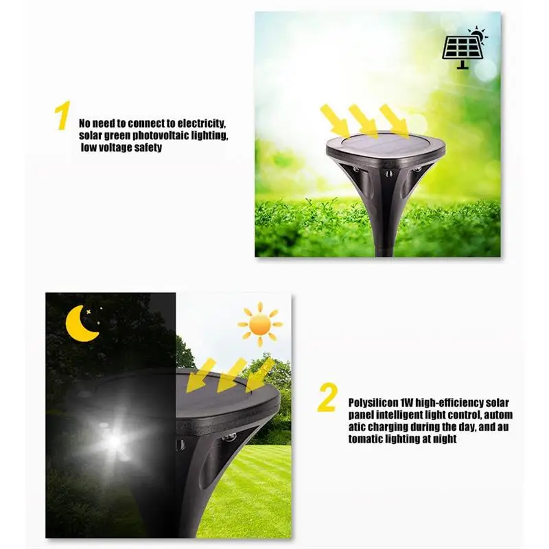 

2PCS Solar Garden Lights Outdoor Solar Lights Waterproof LED Lights Landscape Pathway Lamp For Outdoor Garden Decoration