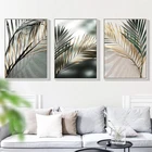 Скандинавская Настенная картина с золотыми пальмовыми листьями растений, скандинавский холст, фотография для комнаты, спальни, украшение для дома